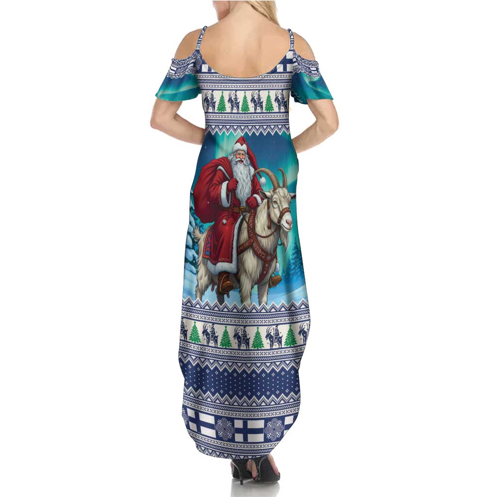 Finland Joulupukki Christmas Summer Maxi Dress Riding the Yule Goat - Wonder Print Shop