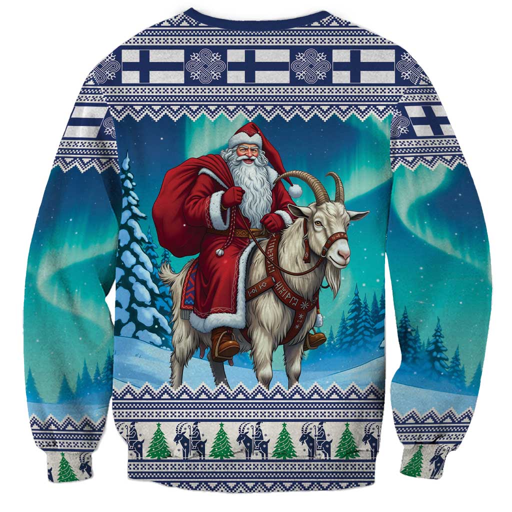 Finland Joulupukki Christmas Sweatshirt Riding the Yule Goat - Wonder Print Shop