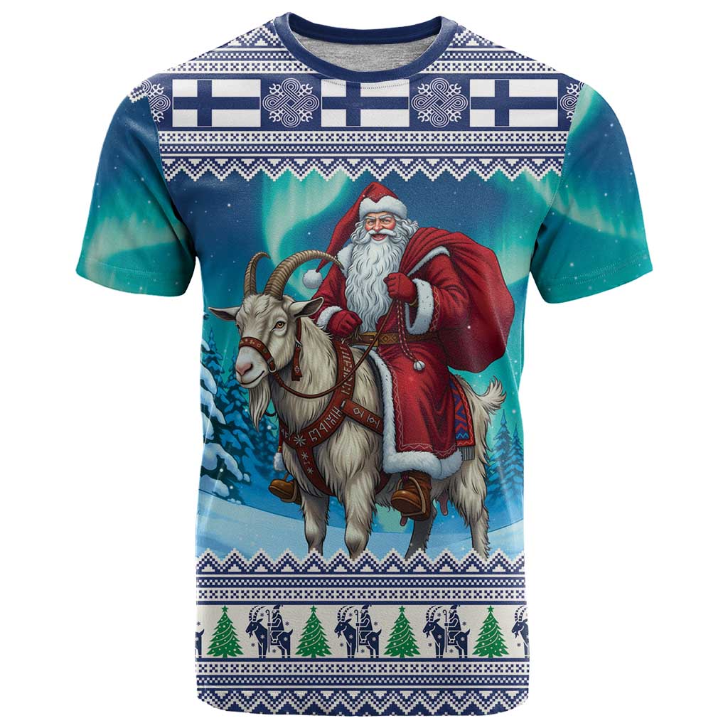 Finland Joulupukki Christmas T Shirt Riding the Yule Goat - Wonder Print Shop