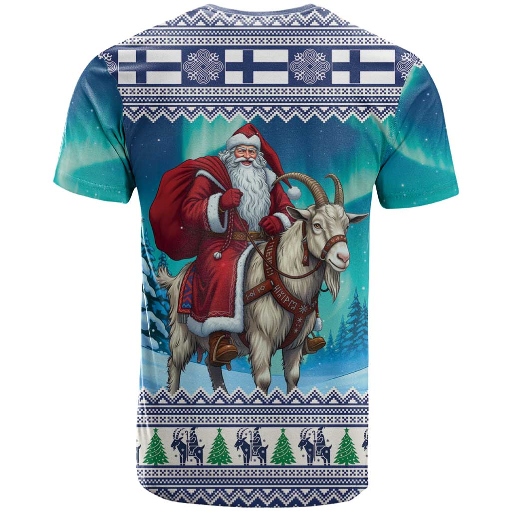 Finland Joulupukki Christmas T Shirt Riding the Yule Goat - Wonder Print Shop