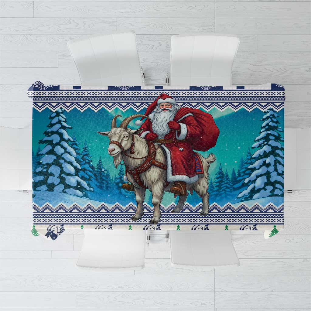 Finland Joulupukki Christmas Tablecloth Riding the Yule Goat - Wonder Print Shop