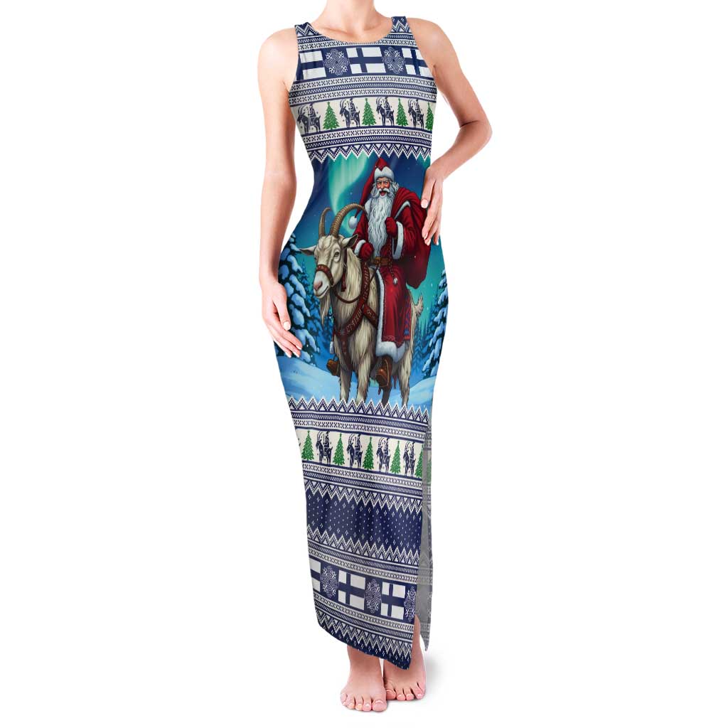 Finland Joulupukki Christmas Tank Maxi Dress Riding the Yule Goat - Wonder Print Shop