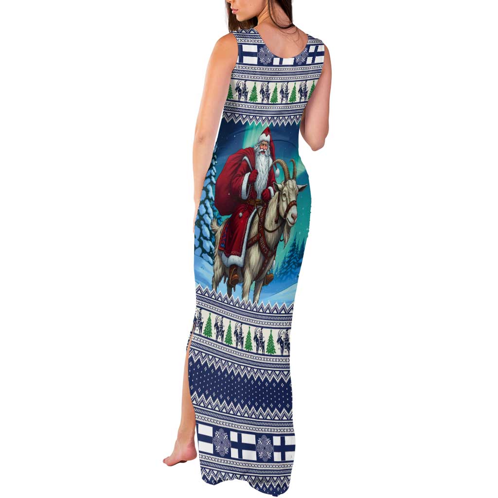 Finland Joulupukki Christmas Tank Maxi Dress Riding the Yule Goat - Wonder Print Shop