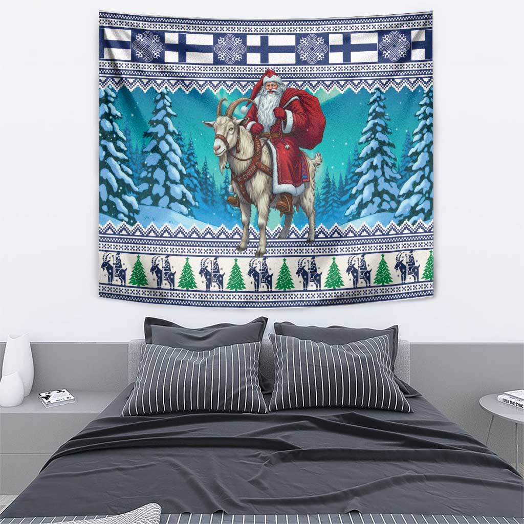 Finland Joulupukki Christmas Tapestry Riding the Yule Goat - Wonder Print Shop