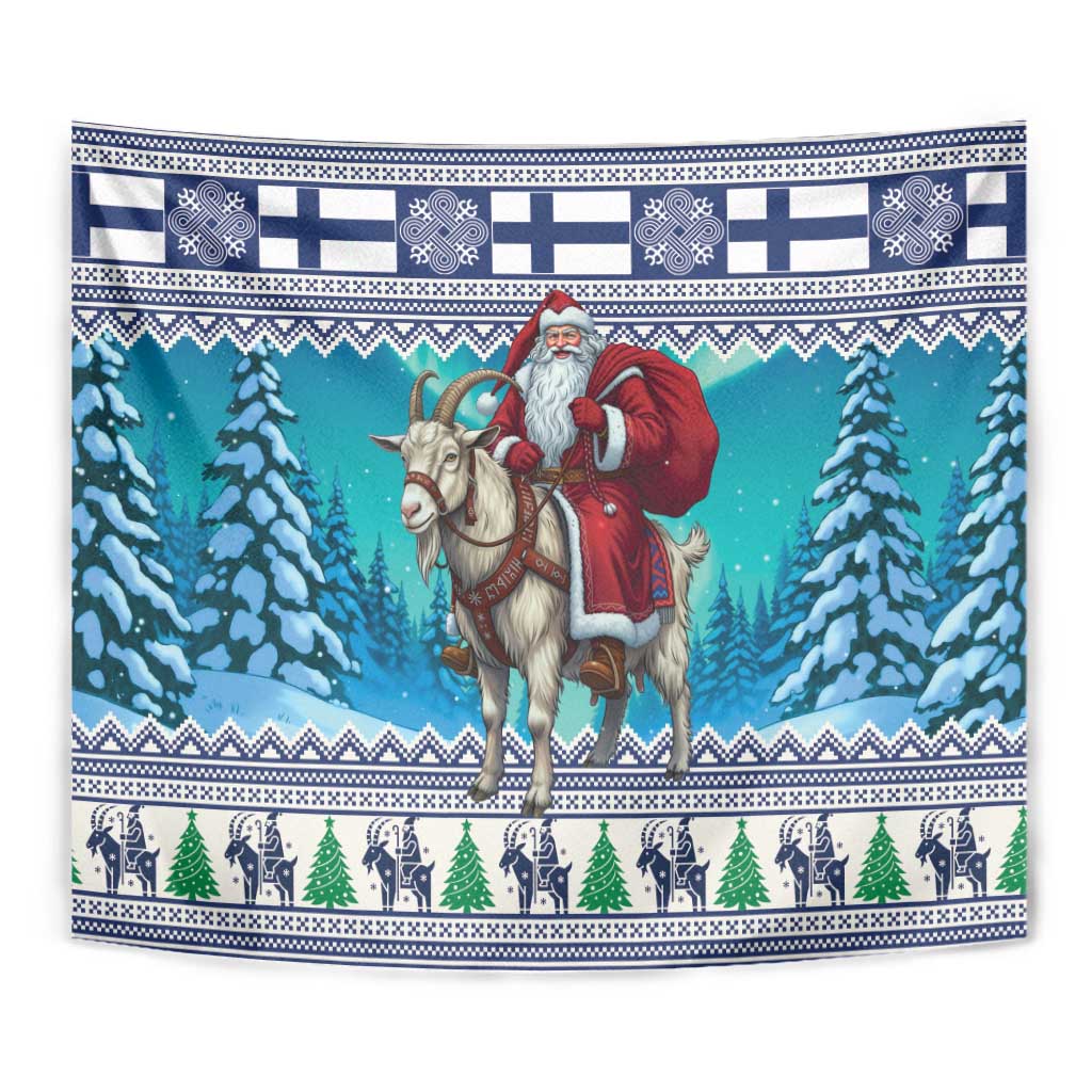 Finland Joulupukki Christmas Tapestry Riding the Yule Goat - Wonder Print Shop