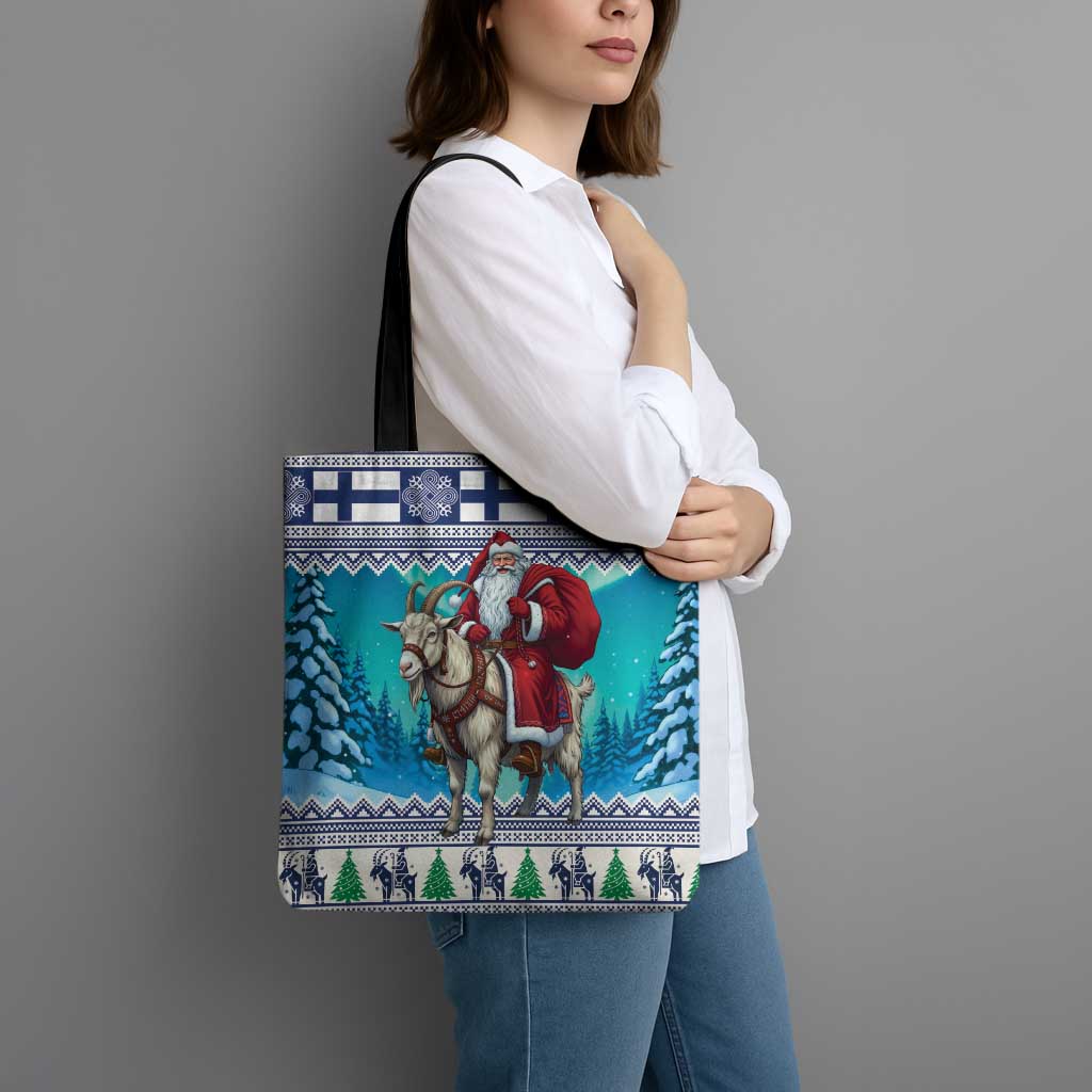 Finland Joulupukki Christmas Tote Bag Riding the Yule Goat - Wonder Print Shop
