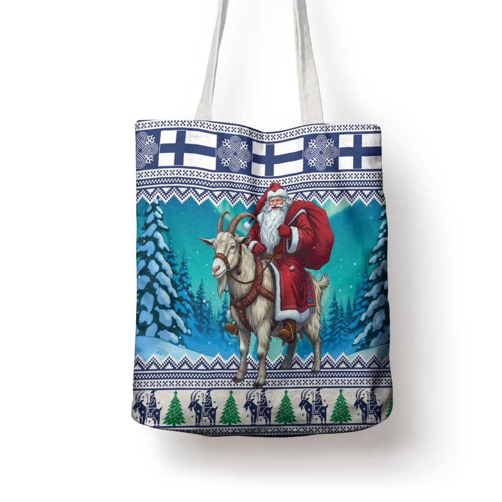 Finland Joulupukki Christmas Tote Bag Riding the Yule Goat - Wonder Print Shop