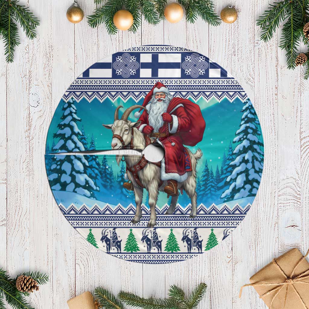 Finland Joulupukki Christmas Tree Skirt Riding the Yule Goat - Wonder Print Shop
