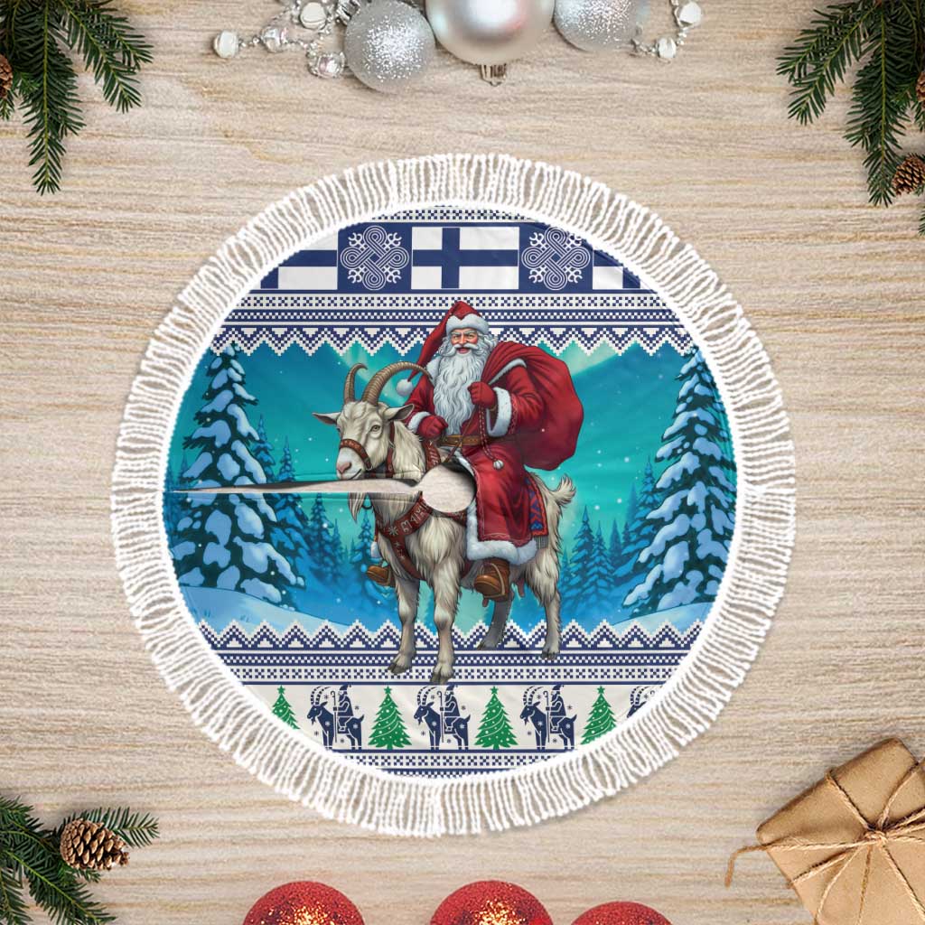 Finland Joulupukki Christmas Tree Skirt Riding the Yule Goat - Wonder Print Shop