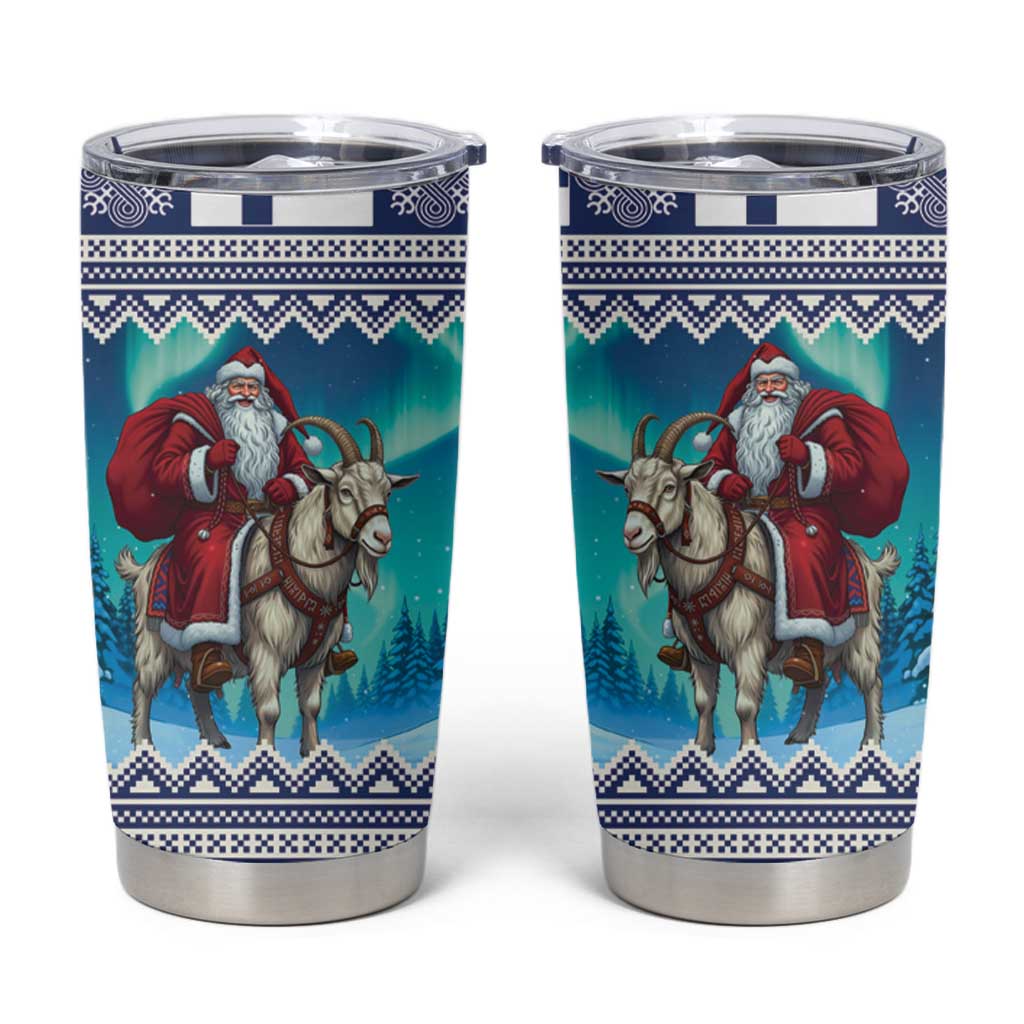 Finland Joulupukki Christmas Tumbler Cup Riding the Yule Goat - Wonder Print Shop