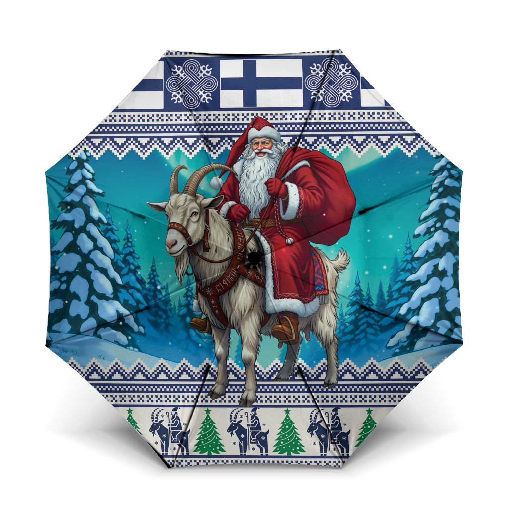 Finland Joulupukki Christmas Umbrella Riding the Yule Goat - Wonder Print Shop