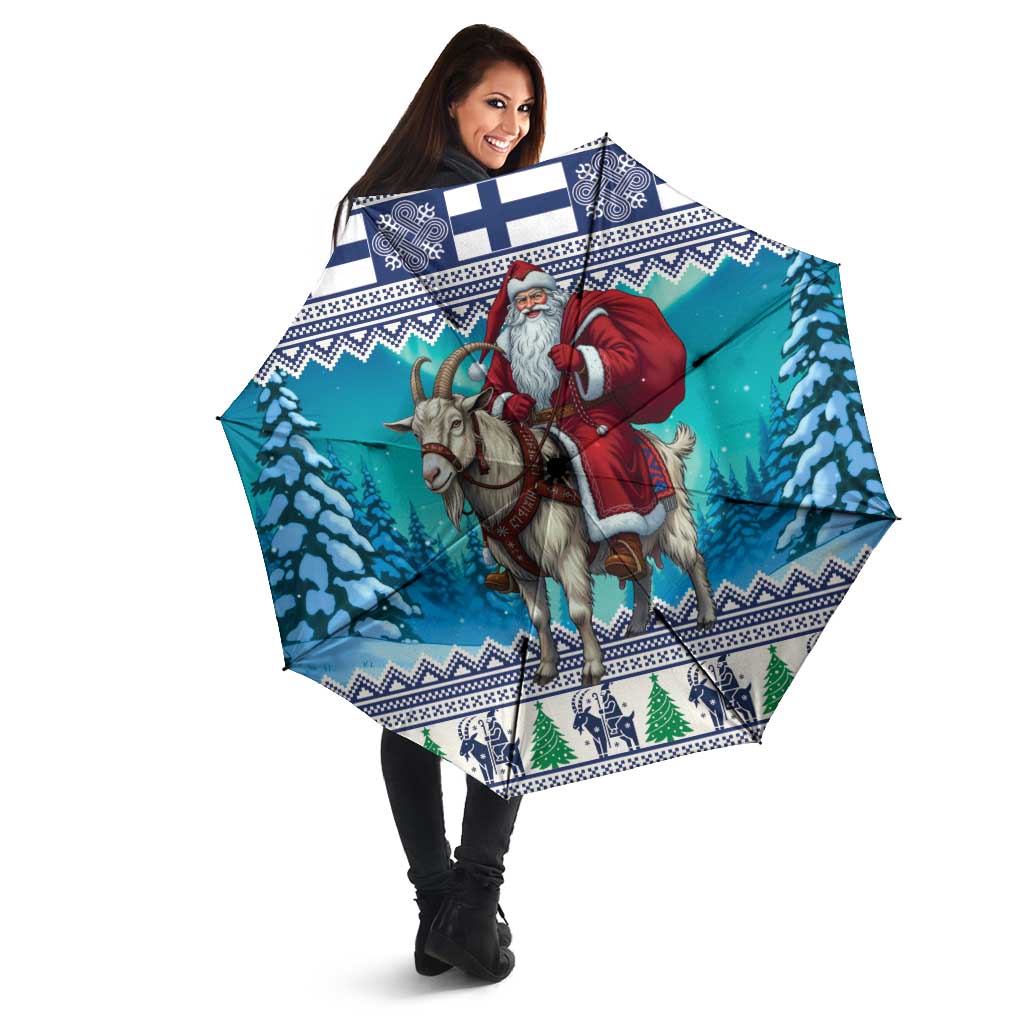 Finland Joulupukki Christmas Umbrella Riding the Yule Goat - Wonder Print Shop