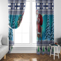 Finland Joulupukki Christmas Window Curtain Riding the Yule Goat - Wonder Print Shop