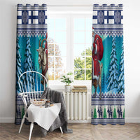 Finland Joulupukki Christmas Window Curtain Riding the Yule Goat - Wonder Print Shop