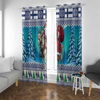 Finland Joulupukki Christmas Window Curtain Riding the Yule Goat - Wonder Print Shop