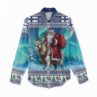Finland Joulupukki Christmas Women Casual Shirt Riding the Yule Goat - Wonder Print Shop