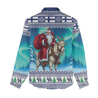 Finland Joulupukki Christmas Women Casual Shirt Riding the Yule Goat - Wonder Print Shop