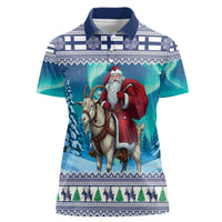 Finland Joulupukki Christmas Women Polo Shirt Riding the Yule Goat - Wonder Print Shop