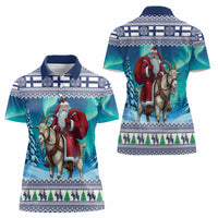 Finland Joulupukki Christmas Women Polo Shirt Riding the Yule Goat - Wonder Print Shop