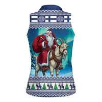 Finland Joulupukki Christmas Women Sleeveless Polo Shirt Riding the Yule Goat - Wonder Print Shop