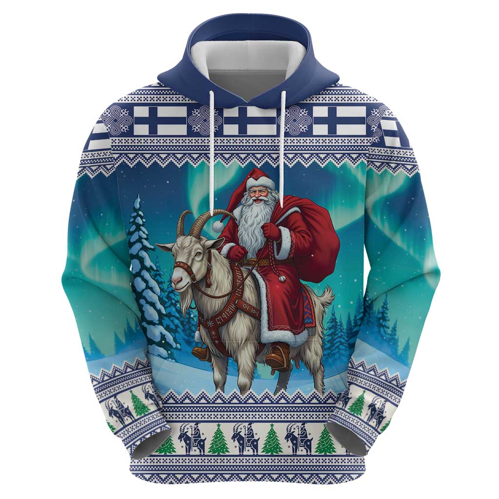 Finland Joulupukki Christmas Zip Hoodie Riding the Yule Goat - Wonder Print Shop