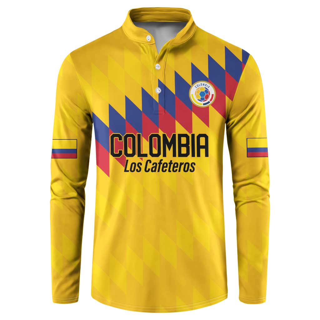 Custom World Football 2026 Colombia Button Sweatshirt Vamos Los Cafeteros - Wonder Print Shop