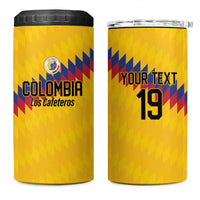 Custom World Football 2026 Colombia 4 in 1 Can Cooler Tumbler Vamos Los Cafeteros - Wonder Print Shop