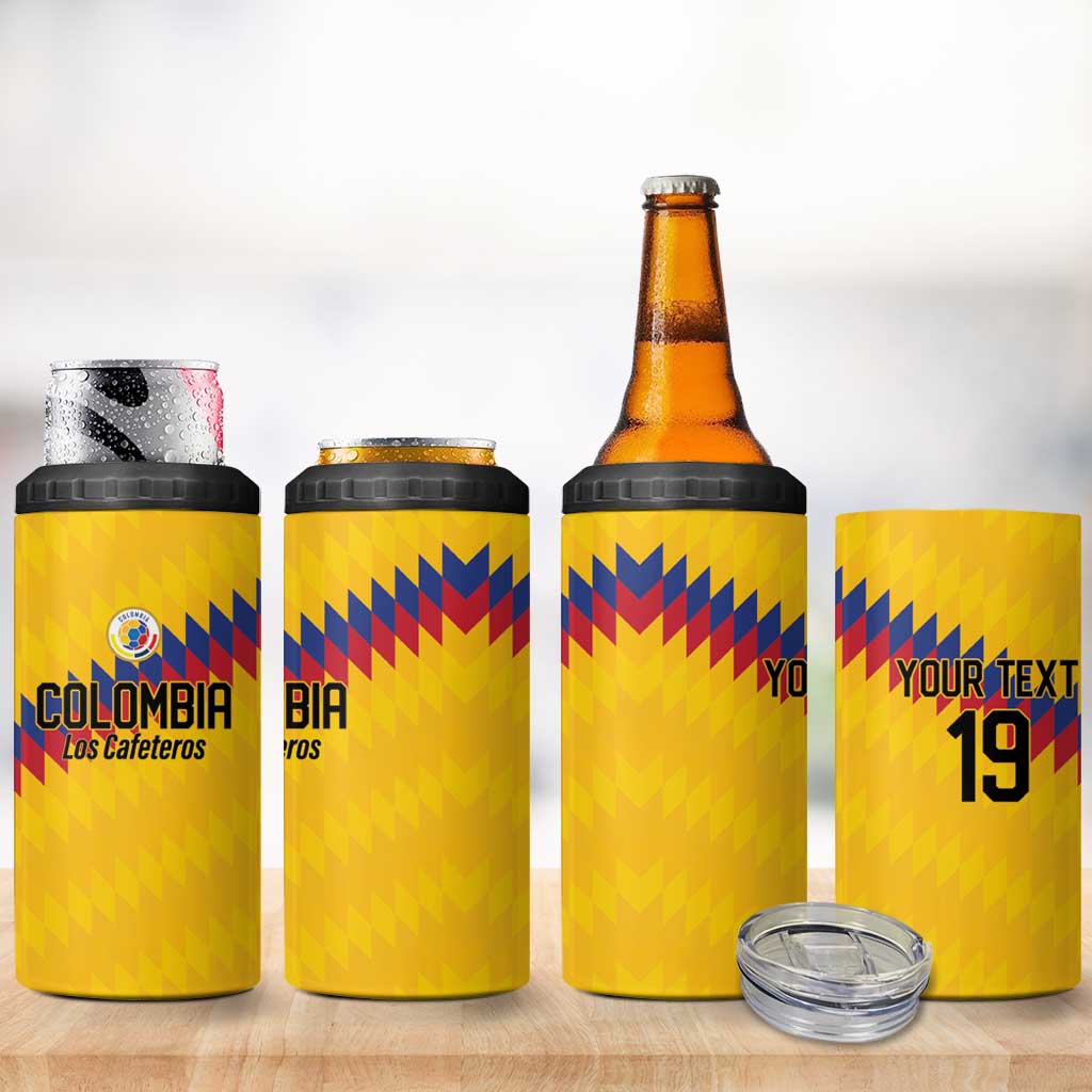 Custom World Football 2026 Colombia 4 in 1 Can Cooler Tumbler Vamos Los Cafeteros - Wonder Print Shop