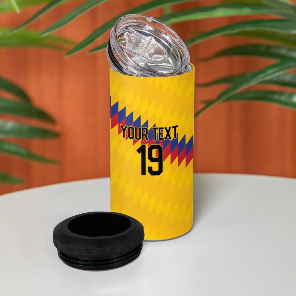 Custom World Football 2026 Colombia 4 in 1 Can Cooler Tumbler Vamos Los Cafeteros - Wonder Print Shop