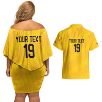 Custom World Football 2026 Colombia Couples Matching Off Shoulder Short Dress and Hawaiian Shirt Vamos Los Cafeteros - Wonder Print Shop
