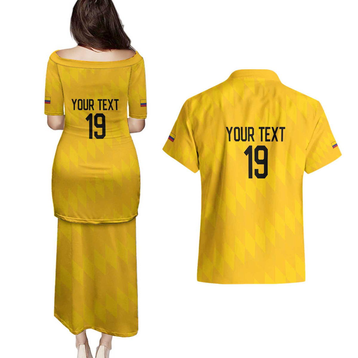 Custom World Football 2026 Colombia Couples Matching Puletasi and Hawaiian Shirt Vamos Los Cafeteros - Wonder Print Shop