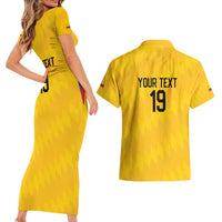Custom World Football 2026 Colombia Couples Matching Short Sleeve Bodycon Dress and Hawaiian Shirt Vamos Los Cafeteros - Wonder Print Shop