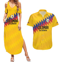 Custom World Football 2026 Colombia Couples Matching Summer Maxi Dress and Hawaiian Shirt Vamos Los Cafeteros - Wonder Print Shop