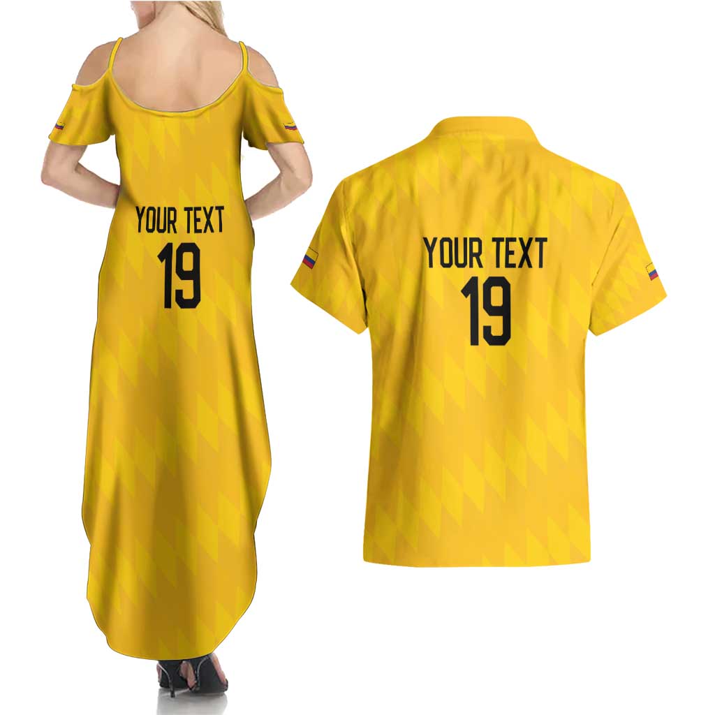Custom World Football 2026 Colombia Couples Matching Summer Maxi Dress and Hawaiian Shirt Vamos Los Cafeteros - Wonder Print Shop
