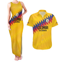 Custom World Football 2026 Colombia Couples Matching Tank Maxi Dress and Hawaiian Shirt Vamos Los Cafeteros - Wonder Print Shop