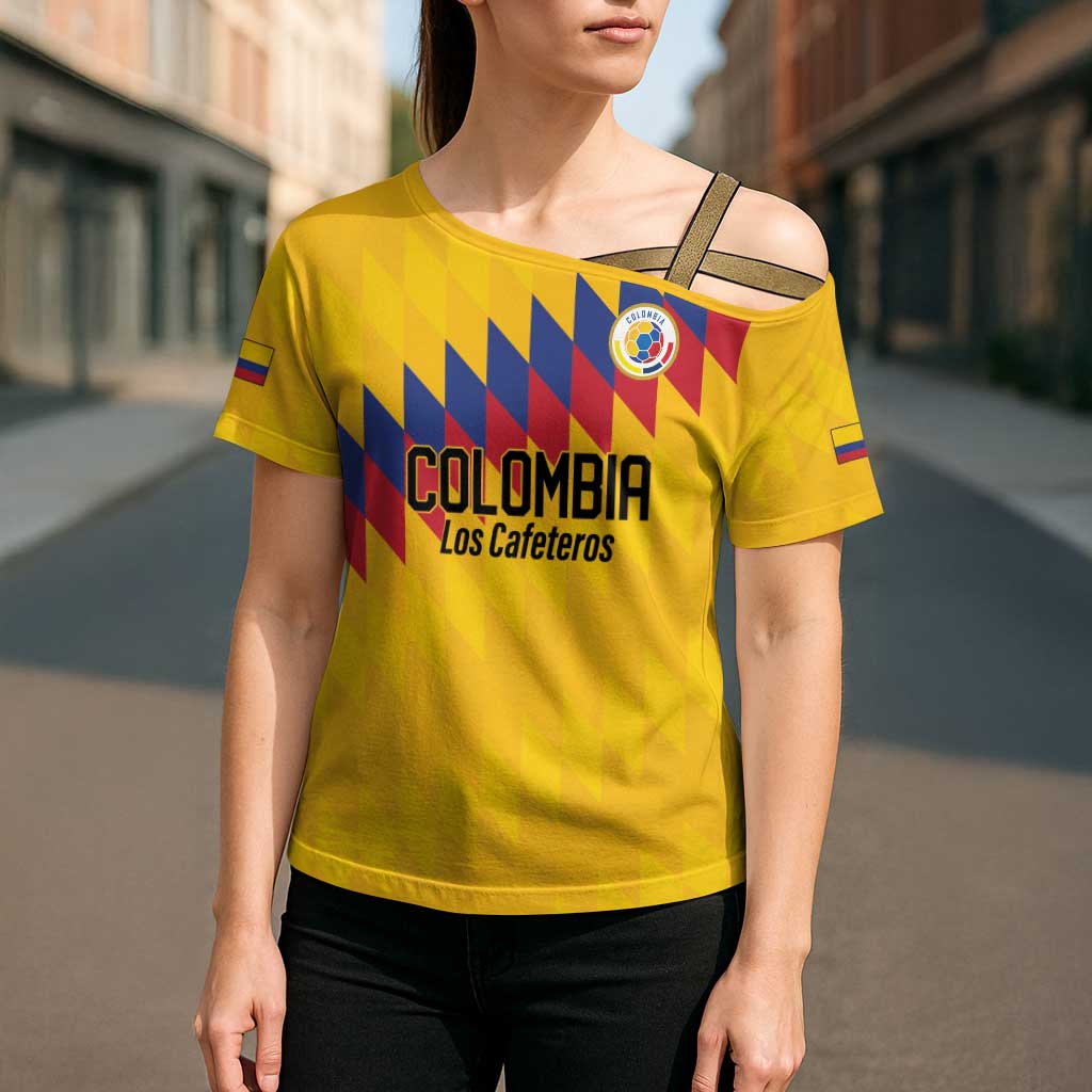 Custom World Football 2026 Colombia Cross Shoulder Shirt Vamos Los Cafeteros - Wonder Print Shop
