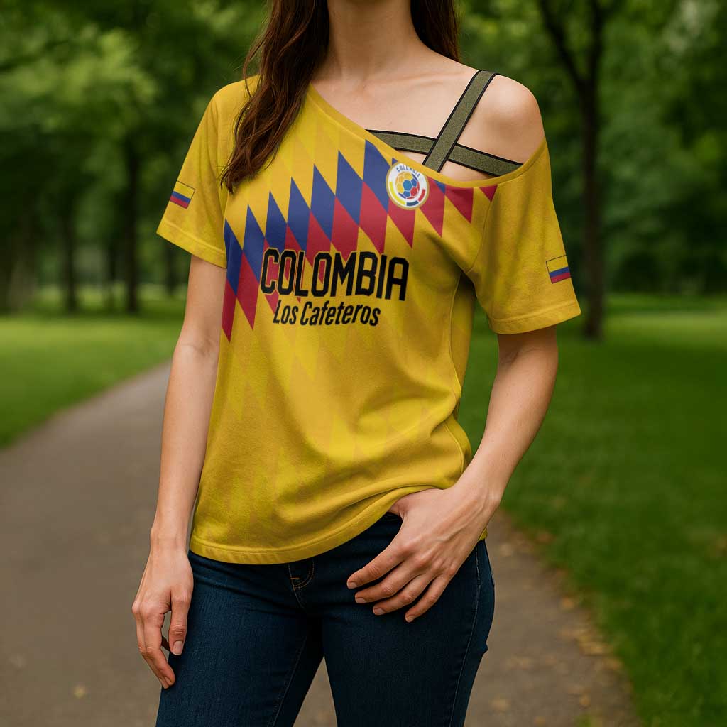 Custom World Football 2026 Colombia Cross Shoulder Shirt Vamos Los Cafeteros - Wonder Print Shop