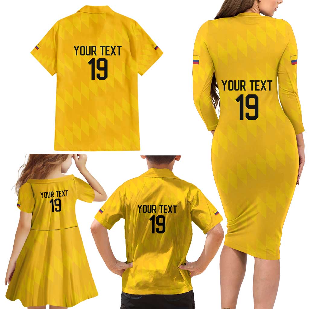 Custom World Football 2026 Colombia Family Matching Long Sleeve Bodycon Dress and Hawaiian Shirt Vamos Los Cafeteros - Wonder Print Shop
