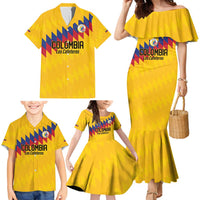 Custom World Football 2026 Colombia Family Matching Mermaid Dress and Hawaiian Shirt Vamos Los Cafeteros - Wonder Print Shop