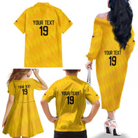 Custom World Football 2026 Colombia Family Matching Off The Shoulder Long Sleeve Dress and Hawaiian Shirt Vamos Los Cafeteros - Wonder Print Shop