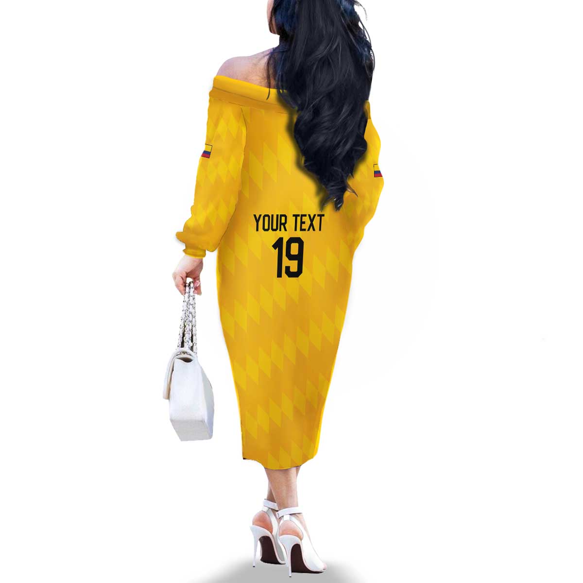 Custom World Football 2026 Colombia Family Matching Off The Shoulder Long Sleeve Dress and Hawaiian Shirt Vamos Los Cafeteros - Wonder Print Shop