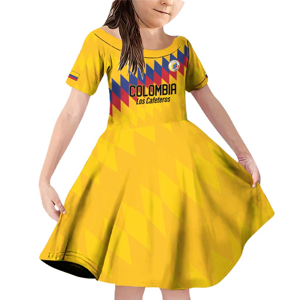 Custom World Football 2026 Colombia Family Matching Off Shoulder Short Dress and Hawaiian Shirt Vamos Los Cafeteros - Wonder Print Shop