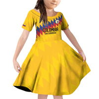 Custom World Football 2026 Colombia Family Matching Off Shoulder Short Dress and Hawaiian Shirt Vamos Los Cafeteros - Wonder Print Shop