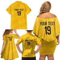 Custom World Football 2026 Colombia Family Matching Off Shoulder Short Dress and Hawaiian Shirt Vamos Los Cafeteros - Wonder Print Shop