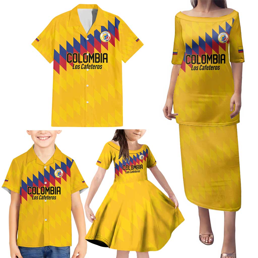 Custom World Football 2026 Colombia Family Matching Puletasi and Hawaiian Shirt Vamos Los Cafeteros - Wonder Print Shop