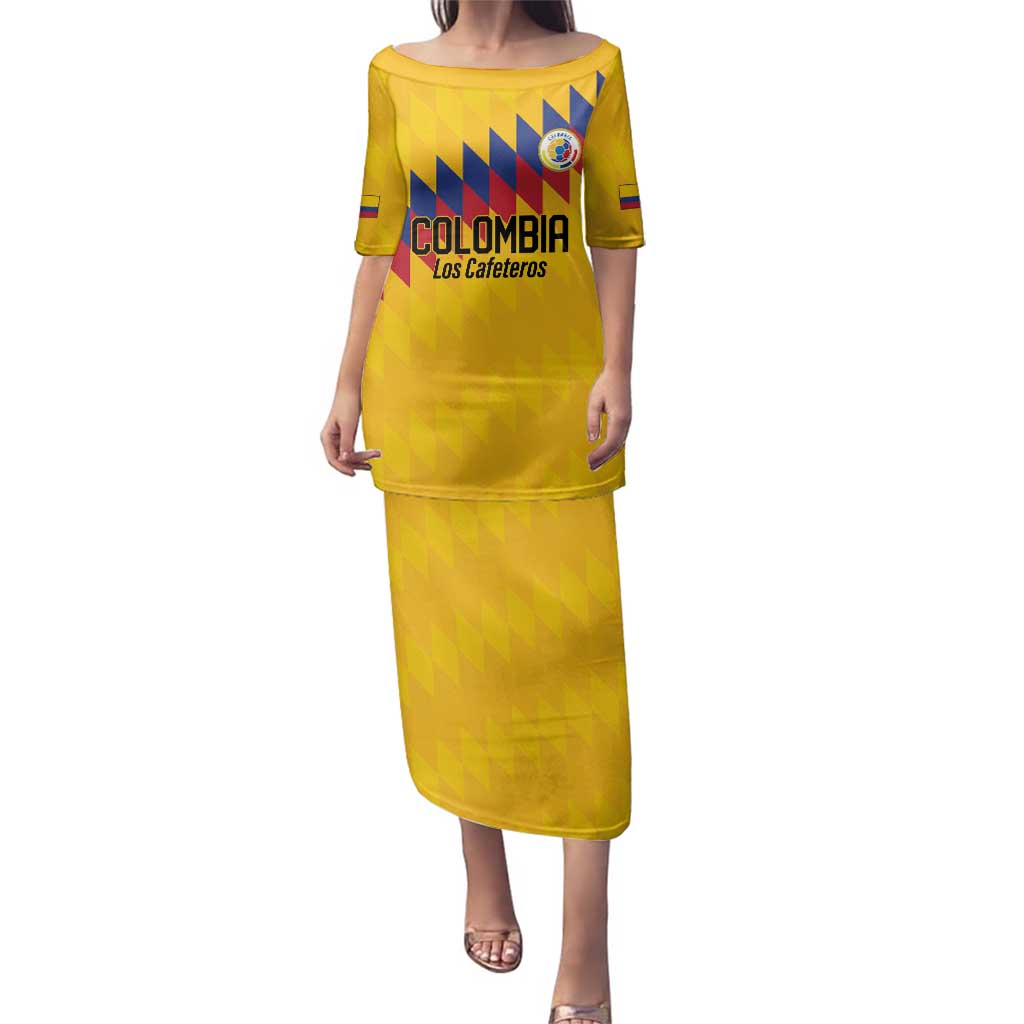 Custom World Football 2026 Colombia Family Matching Puletasi and Hawaiian Shirt Vamos Los Cafeteros - Wonder Print Shop