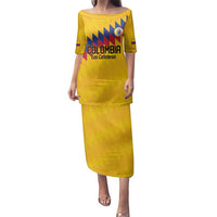 Custom World Football 2026 Colombia Family Matching Puletasi and Hawaiian Shirt Vamos Los Cafeteros - Wonder Print Shop