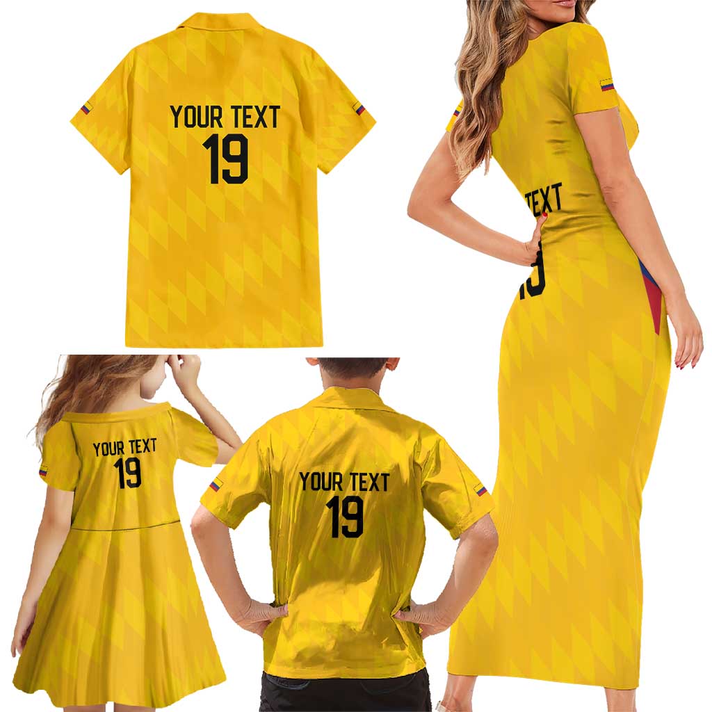 Custom World Football 2026 Colombia Family Matching Short Sleeve Bodycon Dress and Hawaiian Shirt Vamos Los Cafeteros - Wonder Print Shop
