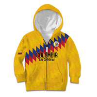 Custom World Football 2026 Colombia Kid Hoodie Vamos Los Cafeteros - Wonder Print Shop