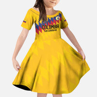 Custom World Football 2026 Colombia Kid Short Sleeve Dress Vamos Los Cafeteros - Wonder Print Shop